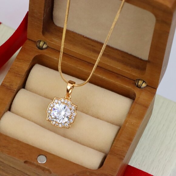 "White Sparkling Round-Cut Pendant in Rose Gold, XPPT1632 - Picture 9 of 13